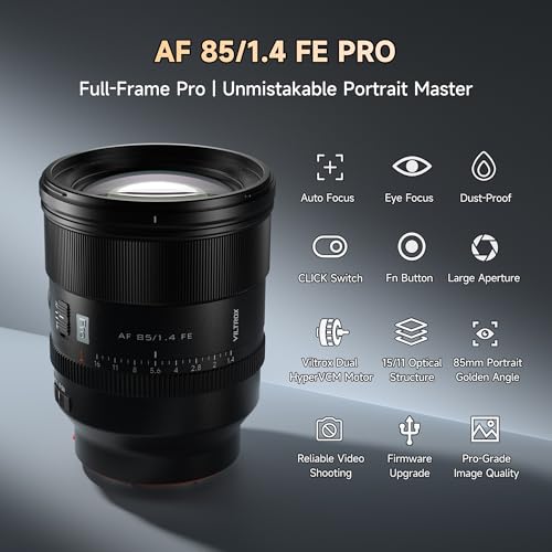 Image of VILTROX AF 85mm F1.4 Pro FE Full Frame Lens for Sony E Mount, 85mm f /1.4 Auto Focus Portrait Prime Lens Compatible with Sony a7RIV a9 a7RII a7RIII a7III a7C FX3 ZVE1 A1 a6600 a6700 a6400 ZV-E10