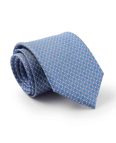 Image of THE SAVILE ROW COMPANY LONDON Men's Luxury Silk Tie Necktie - Blue Circular Link Chain