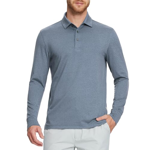 M MAELREG Golf Shirts for Men Dry Fit Performance Moisture Wicking Casual Heather Collared Long Sleeve Polo Shirts for Men2