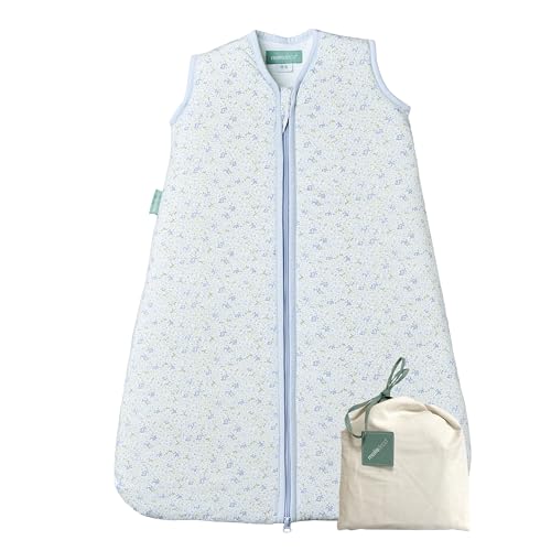molis&co - Saco Dormir Bebé TOG 1-85 cm (6-18 Meses) - Saco Dormir Bebe Primavera y Otoño sin Mangas - Saco de Dormir Bebe para Niños Niñas (Unisex) - 100% Algodón (Oeko-Tex) - Blue Lily