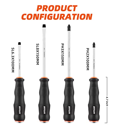 Difflife Heavy Duty Screwdriver Sets Screwdriver Kit 4-Piece, Professional Cushion Grip Insulated Magnetic Tip Electrician Screwdriver Kits (4-Piece)… #TOP1