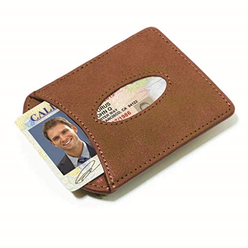 Storus Smart Money Clip Leather Card Holder | Slim Minimalist Pocket Wallet | Stainless Steel + Fine Italian Leather | Cognac Brown | for Men, Women, Students, Gift3