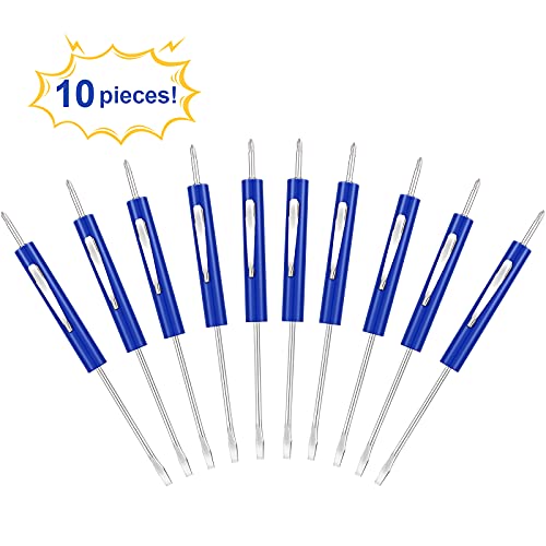 10 Pieces Pocket Screwdriver Set With Clip Double End And Slotted Two-Use Screwdriver Set Pocket Mini Pocket Screwdrivers For Mechanics, Electricians, Electronic Technicians, Assemblers (Blue) #TOP1