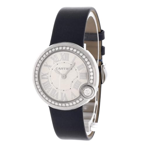Pre-Loved Ballon Blanc de Cartier Quartz Watch Stainless Steel and Satin with Diamond Bezel 30, Silver3
