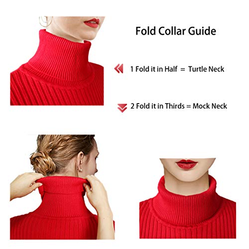 V28 Women Stretchable Turtleneck Knit Long Sleeve Slim Fit Sweater thumb #4