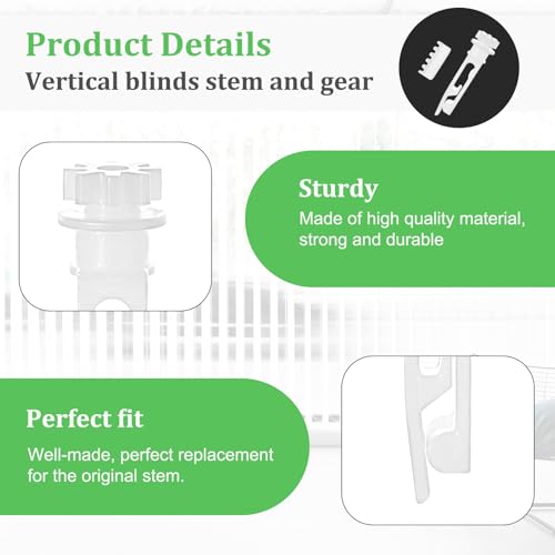 20 Pairs Vertical Blinds Replacement Slats, White Blind Repair Tabs & Parts for Indoor Windows, Plastic Blinds Replacement Parts Repair Kit, Clips for Headrail Carrier Stem Curtain Accessories