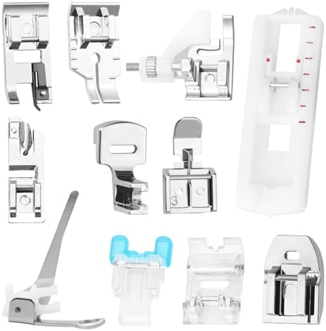 MABCIRY 11PCS Sewing Machine Presser Foot Set, Zinc Alloy Sewing Machine Presser Feet Kit, Invisible Zipper Foot, Sewing Machine Accessories for Most Sewing Machines