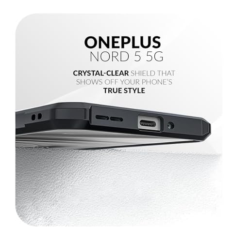 Image of Back Cover Case + Screen Protector for OnePlus Nord 5 5G | Transparent & Black Mobile Phone Back Case Cover for 1 + OnePlus Nord 5 | Camera Protection | One Plus Nord5 5G TPU & PC Black