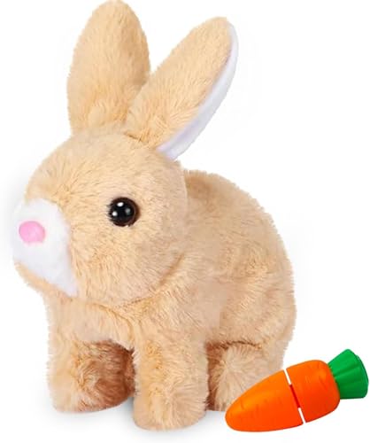 YeahBoom Coniglio Realistico,Coniglio Giocattolo Che Salta Pasquale,Giocattolo Coniglietto Saltando,Giocattolo Elettronico