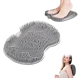 Fußbürste für Massage & Fußreinigung, Silikon Fußwaschmatte, Fußschrubber mit Peeling Effekt, Rutschfestes Massage Pad, Wäscher Massagegerät mit Saugnapf, Fußkreislauf Entlastet müde Füße (Grau)