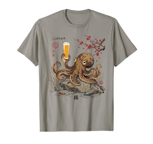 Image of Japanese Octopus with Beer Alcohol Vintage Beer Lover T-Shirt
