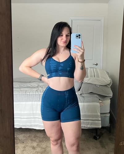 Image of AUROLA Serpent Seamless Scrunch Workout Shorts for Women,Tummy Control Squat Proof Ribbed Thick Active Gym Short