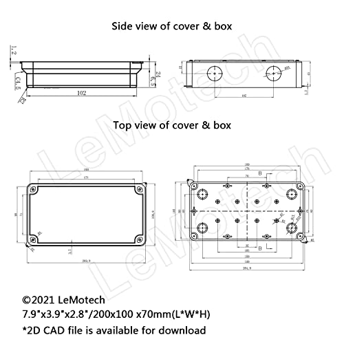 Lemotech Abs Plastic Dustproof Waterproof Ip65 Junction Box Universal Electrical Project Enclosure White 7.9 X 3.9 X 2.8 Inch (200 X 100 X 70 Mm) #TOP5