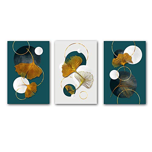 Toile ginkgo abstrait de luxe pour moderniser un salon sans travaux