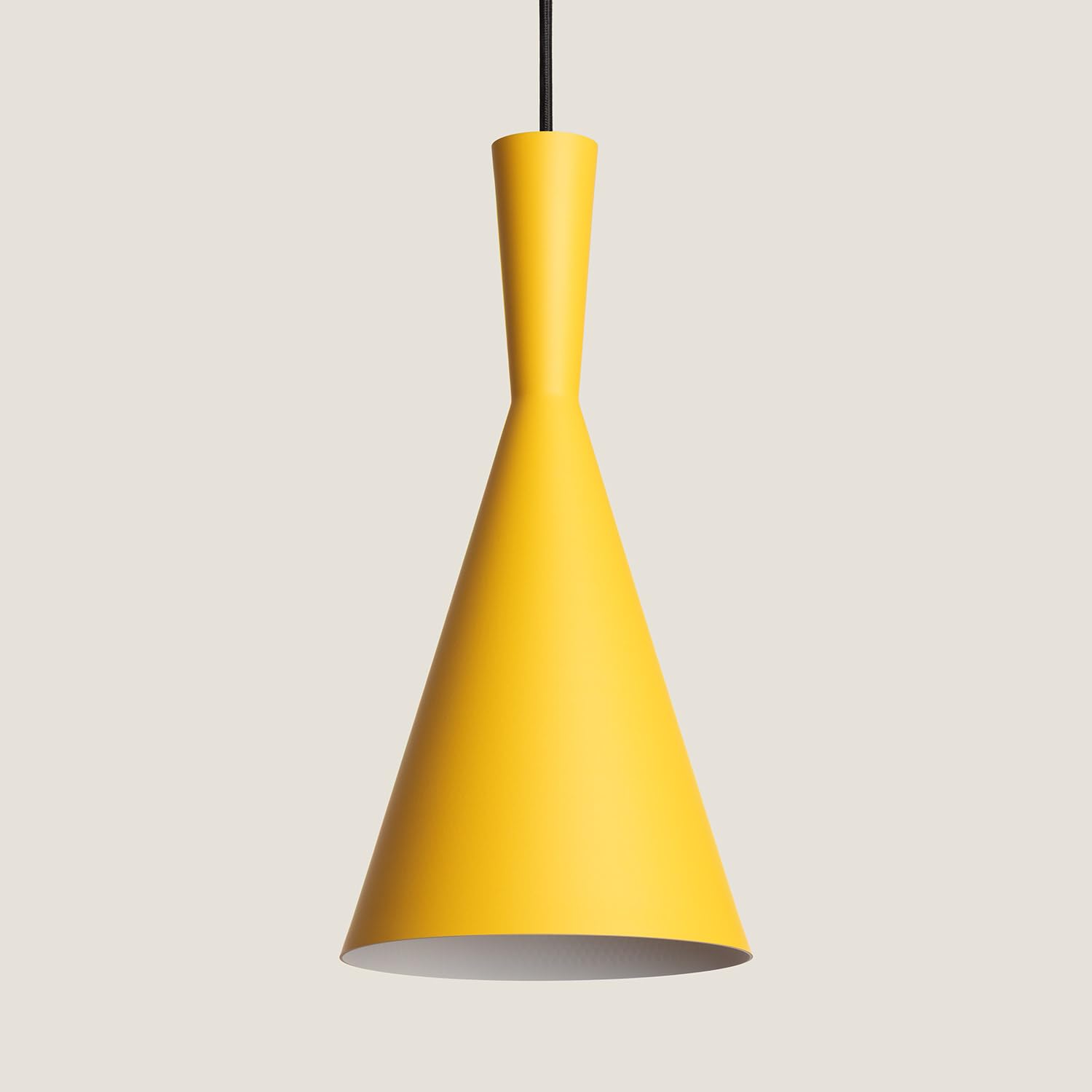 LEDKIA LIGHTING - Lampada a Sospensione Lennon in Alluminio | Design Vintage Conico | Compatibile con Lampadina LED E27 | Cavo Regolabile | Uso Interno, Giallo