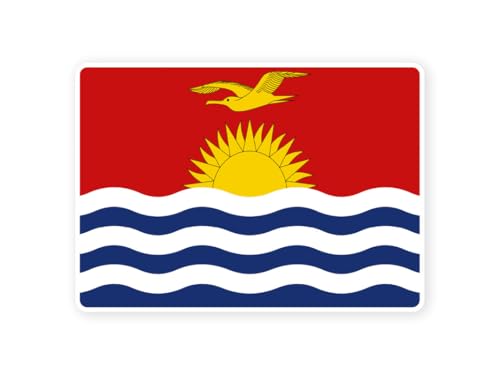 Sticker drapeau KIRIBATI kiribatien 10cm(S) - 28cm(XL) autocollant bord blanc (taille S : 10cm x 7cm)