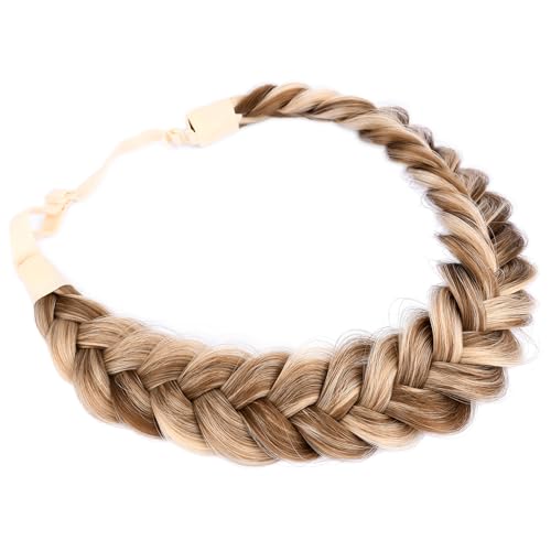 DIGUAN Messy Wide 2 Strands Synthetic Hair Braided Headband Hairpiece Women Girl Beauty accessory, 62g/2.1 oz (Highlighted)