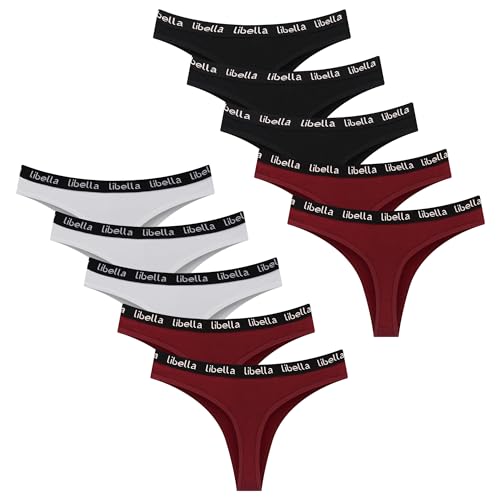 Libella Tangas Damen 10er Pack String Tanga Damen Baumwolle Unterhosen Tanga Set Damen 3207BWR M