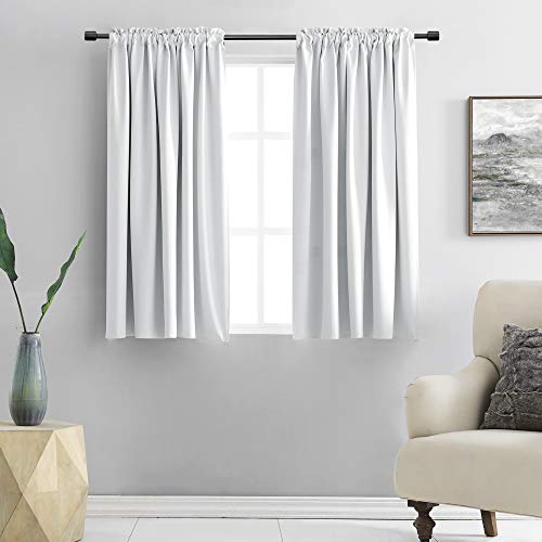 Image of DONREN Rod Pocket Curtain Panels Thermal Insulated Room Darkening Curtains for Bedroom (42 Width x 54 Length,2 Panels,Greyish White)