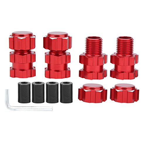 equlup 17mm Hex Adapter, 17mm Aluminum Alloy Splined Wheel Hex Hub Nuts Splined Wheel Hubs Extension Combiner Kit for TraxxasMAXX 1/10 RC Car (Red)
