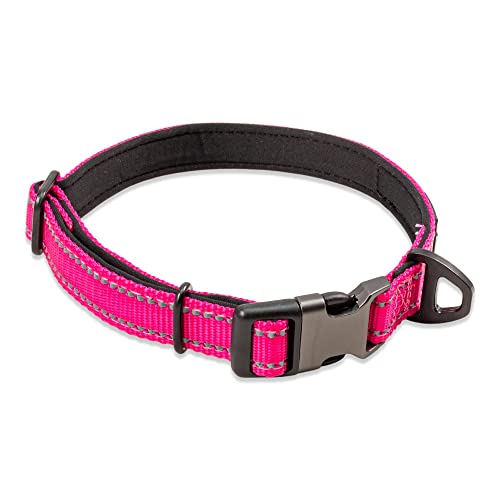 Pink Dog Collar Large Dogs - Strong Reflective Adjustable Padded Dogs Collars - Aluminium V-ring Dog Safety - Image 4