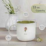 Christian Art Gifts Large Ceramic Coffee & Tea Mug for Women & Friends: Sweet Friendship - Proverbs 27:9 Scripture, Cute Microwave/Dishwasher Safe Floral Cup, Sage Green/White, 15 oz.