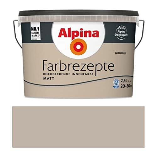 Alpina Farbrezepte Innenfarbe Zartes Puder 2,5 L, Dezentes Taupe, matte Wandfarbe