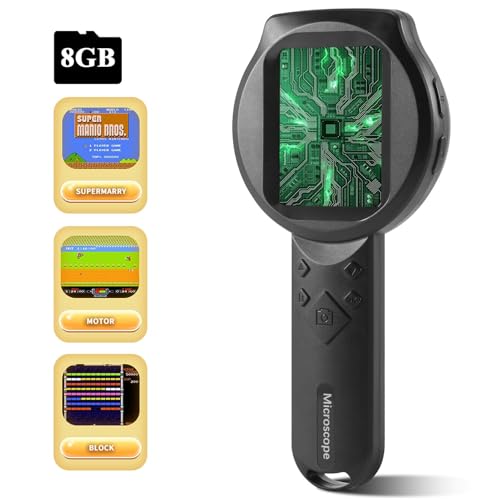 Image of Microscope, Digital Microscope,Holding Magnifying Glasses，2.8'' IPS Eye-Protecting Screen,2 MP,4 Zoom Buttons,1000x Magnification,15 LED Lights,with 8GB Card Christmas,Birthday,Edu Gifts.