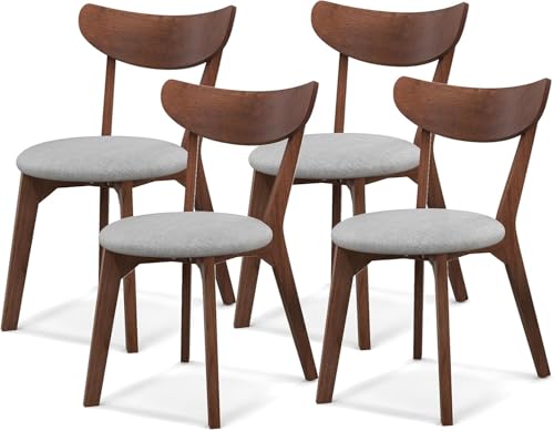 NAFORT Dining Chairs Set of 4 with Curved High Back Soft Cushion, Mid-Century Modern Fabric Upholstered Kitchen & Dining Room Chairs, 4 Kitchen Chairs for Living Room, Restaurant