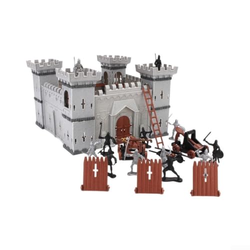 Medieval Castle Playset 7.1 Inch DIY Model Kit Silver Black