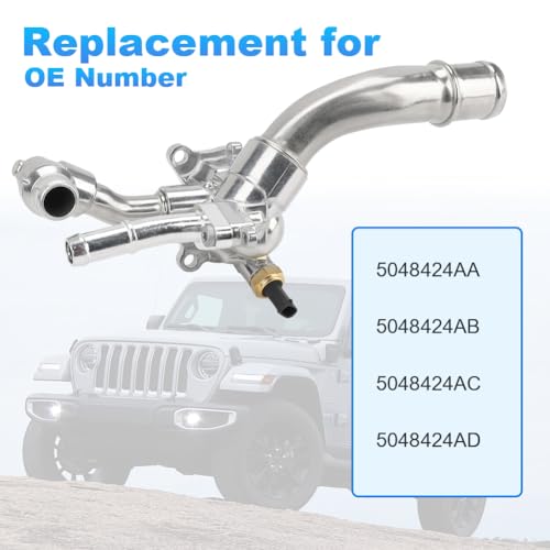 Image of WMPHE Engine Coolant Thermostat Housing Assembly Compatible with Jeep Wrangler 2.0L 2018-2024 Replacement for 5048424AD, 5048424AB, 5048424AC
