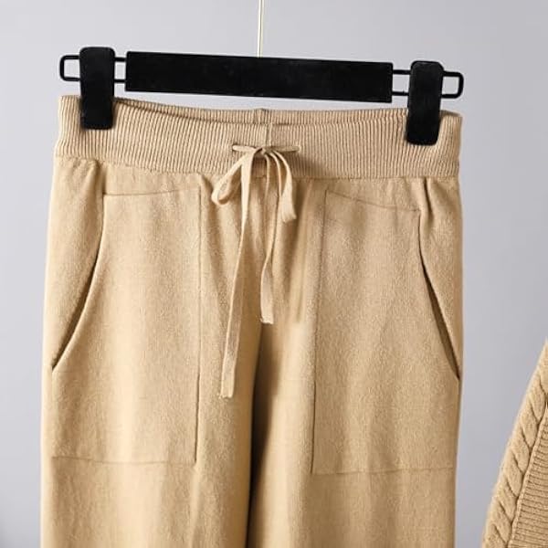 DUOTCYELE Abito Caldo Lavorato A Maglia Autunnale - Set In Due Pezzi Lavorato A Maglia Maglione Caldo Elasticità Abbigliamento Sportivo Autunnale E Invernale Cardigan Monopetto Lavorato A Maglia In