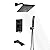 sumerain Matte Black Shower Faucet Set with Waterfall Tub Spout and Handheld Shower Head, Anti-scalding Pressure Balance Valve