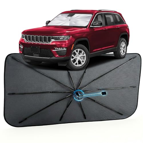 Image of Car Windshield Sun Shade for Jeep Grand Cherokee 2011-2026 -[Reflective Coated Fabric] Sunshade Umbrella for Front Window, Car Shades Sun Visor Keep Car Cool and Protects Interior, 1:1 Exact Fit