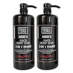 Dead Sea Collection Mens Body Wash 3 in 1 – Sandalwood Body Wash for Men – Shower Gel – Shampoo – Shower Soap for Face and Hair – Pack of 2 Bottles (33.8 Fl. Oz. Each)