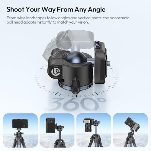 Image of ULANZI Ombra ⅡCamera Tripod 61.5 Inch, 360 Ball Head Travel Tripod Stand with Uka Quick Release Plate for DSLR Sony Canon Fujifilm Camera Smartphone Vlogging Photography with Phone Mount Carry Bag