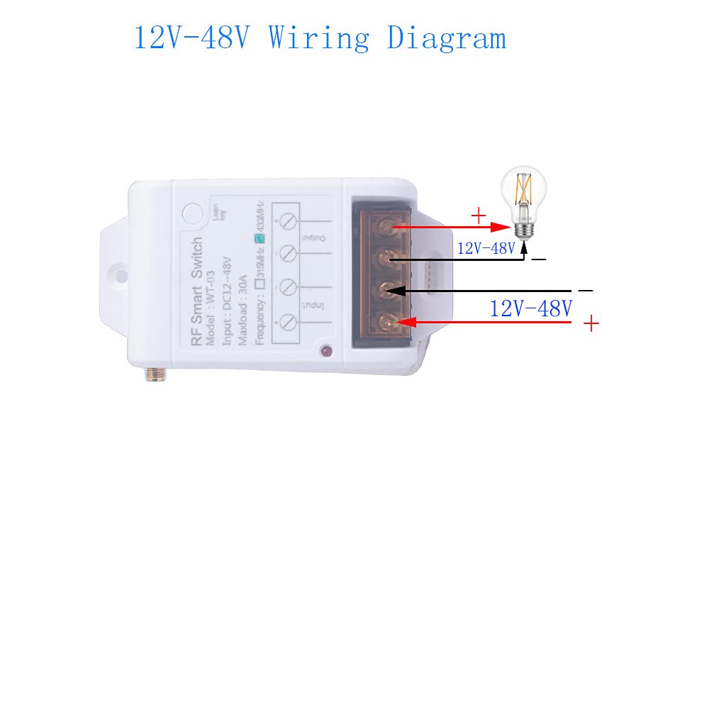 Interruttore di controllo remoto 12V 24V 36V 48V interruttore wireless da 12V a 48V per pompa dell'acqua, porta del garage sistemi di sicurezza, luci, ricevitore del trasmettitore (2* controllo