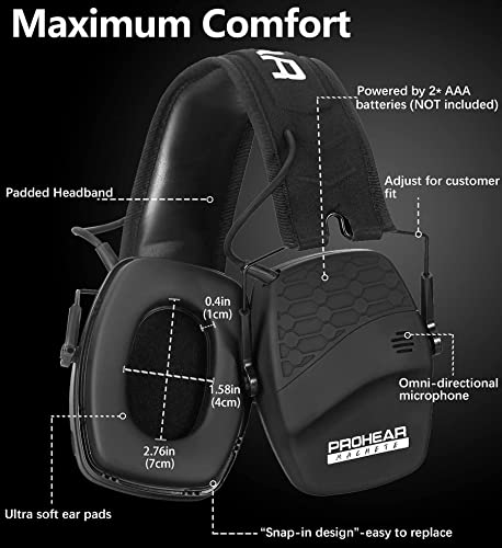 Prohear 030 Bluetooth 5.4 Electronic Shooting Ear Protection Earmuffs, Noise Reduction Sound Amplification Hearing Protector For Gun Range And Hunting #TOP5