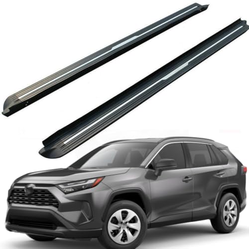 Longyeauto Pedane laterali per Toyota RAV4 2019-2024, argento con nero