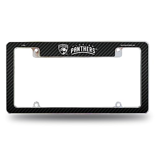 Rico Industries NHL Florida Panthers Black 12" x 6" Chrome All Over Automotive License Plate Frame for Car/Truck/SUV