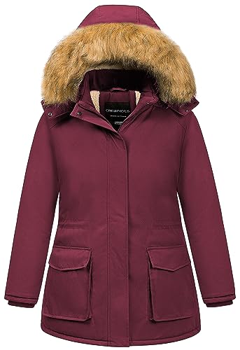 CREATMO US Women's Plus Size Winter Coats Warm Parka Jackets Sherpa Lined Detachable Fur Hood Available in Size 1X to 5X
