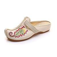 MAFSMJP Estate Donne Di Stile Cinese Pantofole Di Cotone Donna Vecchia Pechino Ricamo Sandali Fatti A Mano Signore Sandials, Bianco, 37.5 EU - Foto 10