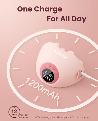 Image of Heated Base Hands Free Breast Pump, Wearable Breastfeeding Pump of Baby Heated Dustproof Base, Voice Prompts LED Display with 4 Modes &12 Levels Memory Function-24 mm, Christmas Gift,2 Pack Pink