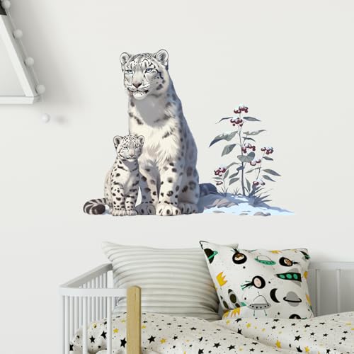 Vinilo Decorativo Leopardo de Nieve Blanca 60x44 cm miniatura 2