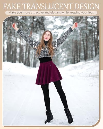 Mallas cálidas translúcidas para mujer Foaincore de invierno, 4 pares con forro polar térmico 6