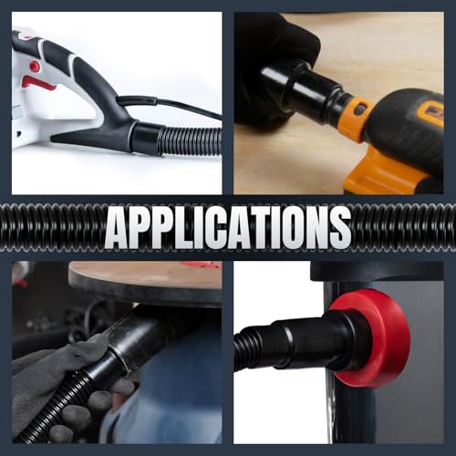 POWERTEC 70175 10 Ft. Dust Collection Hose Kit with 5 Fittings for Woodworking Power Tools Home and Wet/Dry Shop Vacuums, Black - Image 6