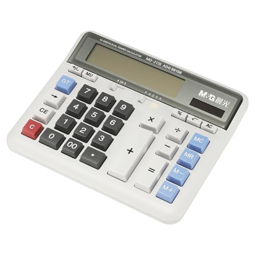 Calculadora de escritorio gris de 12 dígitos PATIKIL con botón de memoria para hogar y oficina
