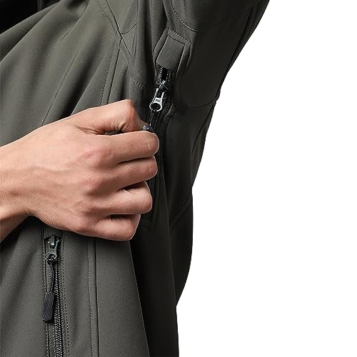 Image of MOUNTMILLER Men's 12 Zipper Softshell Hooded Tactical Jacket | Water-Repellent, Multi-Pocket, Abrasion-Resistant - Perfect for Outdoor Activities, Hiking, and Trekking