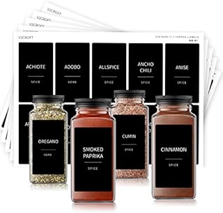 Spice Jar Labels,140 pcs Minimalist Preprinted Black Sticker White Text, Farmhouse Modern Waterproof Label Organization for Glass Bottles Containers, Herb Seasoning, Kitchen Pantry