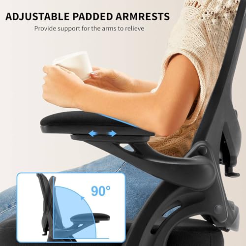 Image of Drafting Chair, Tall Office Chair for Standing Desk, Ergonomic Standing Desk Chair with Flip-up Armrests, Counter Height Office Chair with Footrest and Adjustable Lumbar Support